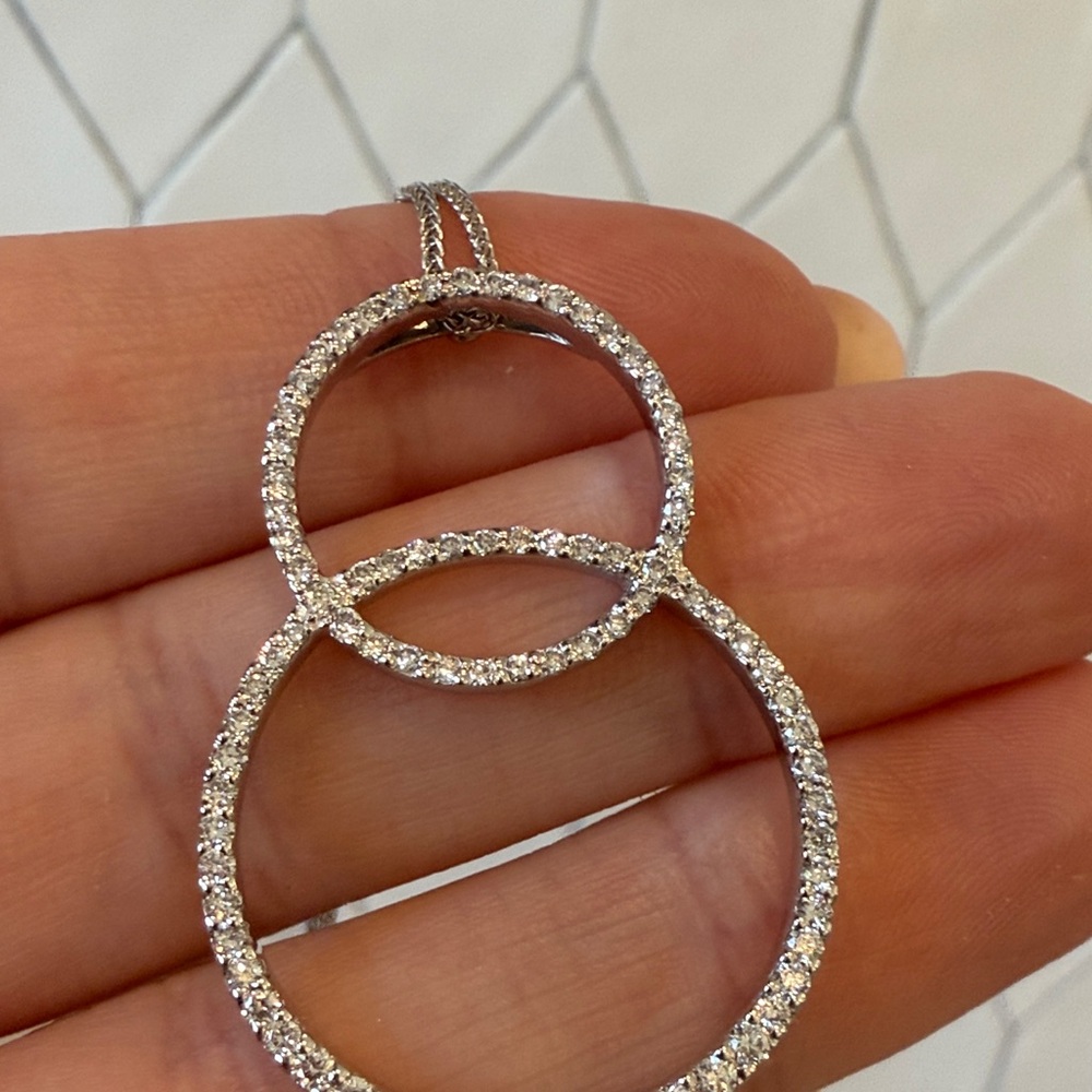 Roberto Coin 18k gold and diamond Double Circle Pendant - Picture 6 of 16